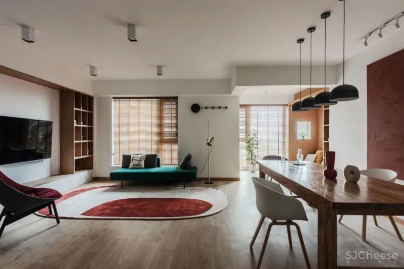 如何把宋朝装进家？136㎡两室“碰瓷”《清平乐》配色，胭脂红、浅棕黄，让人1秒穿越