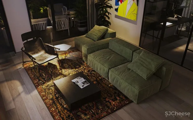 140㎡现代极简,大胆撞色设计,简约清新布置,年轻人的高级感