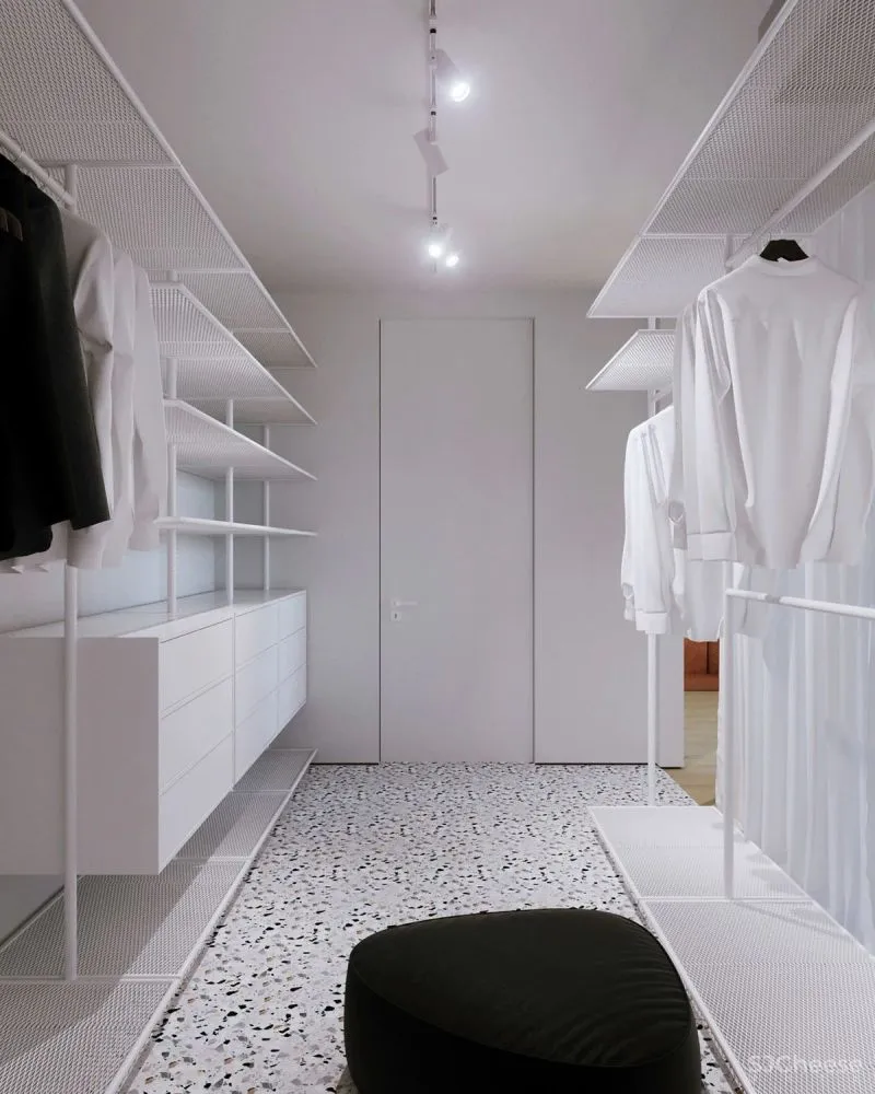 140㎡现代极简,大胆撞色设计,简约清新布置,年轻人的高级感