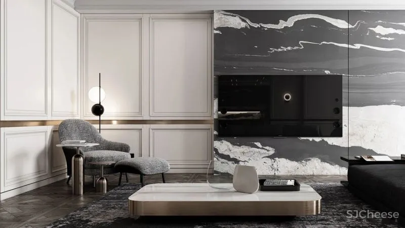 现代黑白灰 优雅石膏线，妥妥大宅范儿