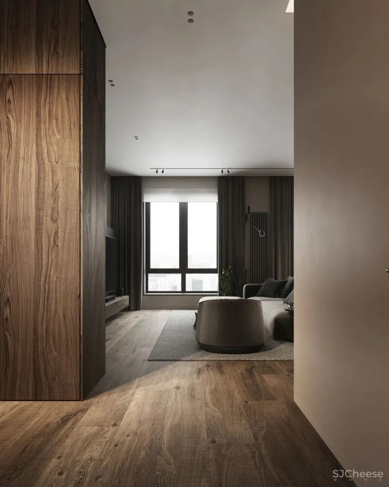 原木灰 南瓜橙,74m²小户型的大宅格调