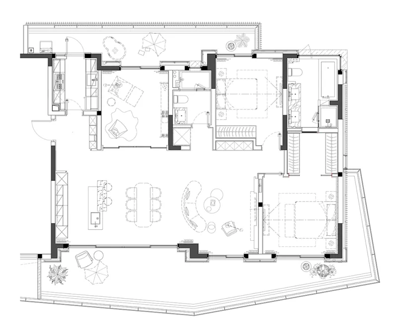 九度设计 165㎡简约大平层,撞色经典蓝,时髦又高级!