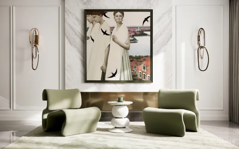 东方韵味混搭法式浪漫,羽果设计用艺术美学演绎 388㎡ 墅居