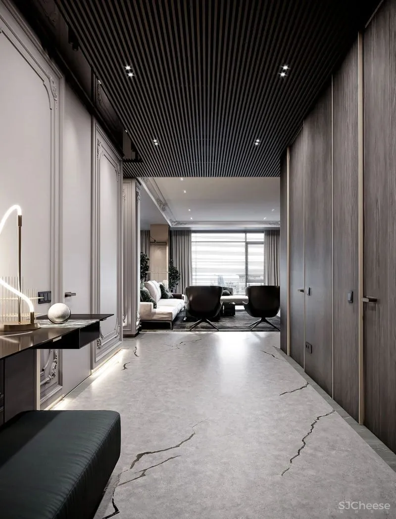 现代黑白灰 优雅石膏线，妥妥大宅范儿