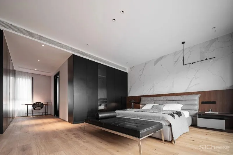 一野设计:原木、大理石、高级灰,诠释500㎡极简墅居