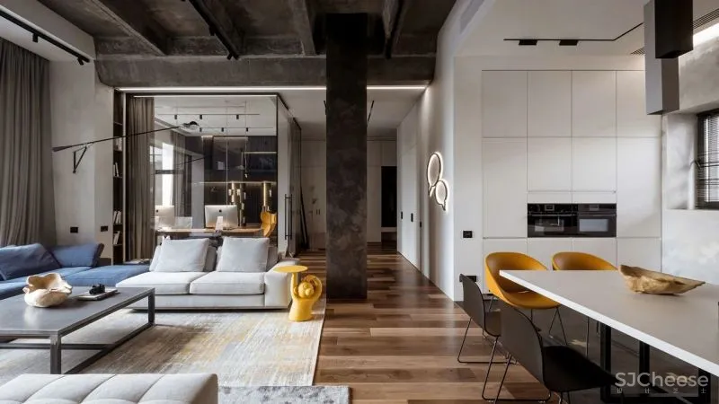 三间小公寓拼成136平大宅,时髦得不像话,人和猫都安逸!