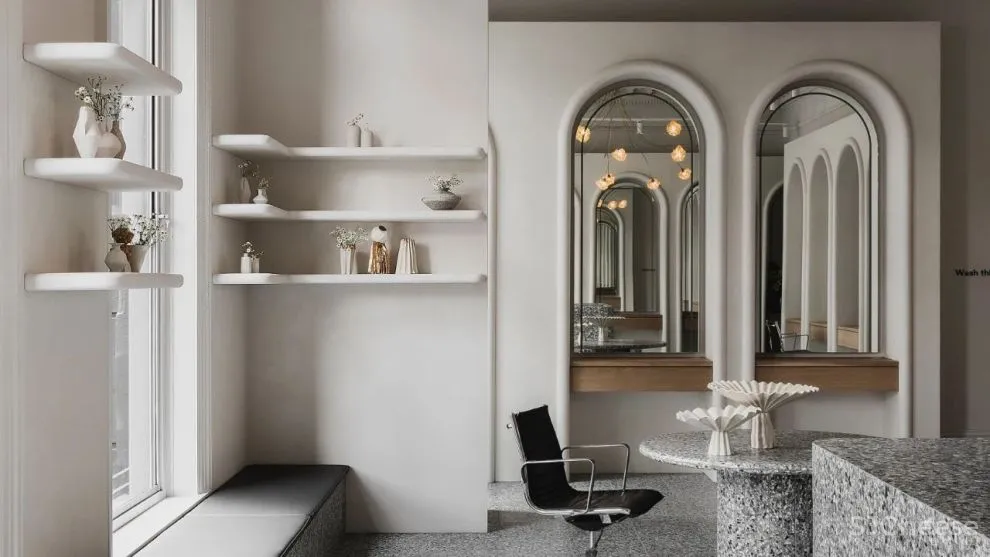 古典优雅和当代极简主义的美发沙龙,墨尔本