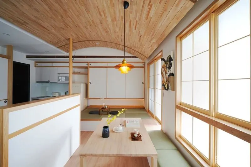 39㎡和风小宅,两室两厅弧形顶面,这设计太强了!