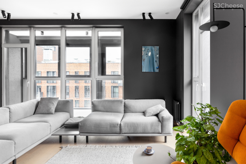 100㎡ 两室一厅，黑色墙面这样使用一点都不沉闷