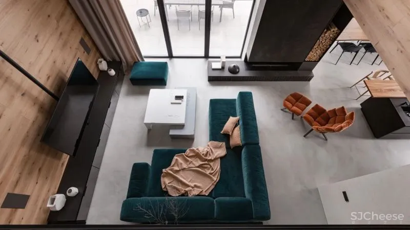 温暖舒适的两层Forest居所，有一只大猫在暗中观察