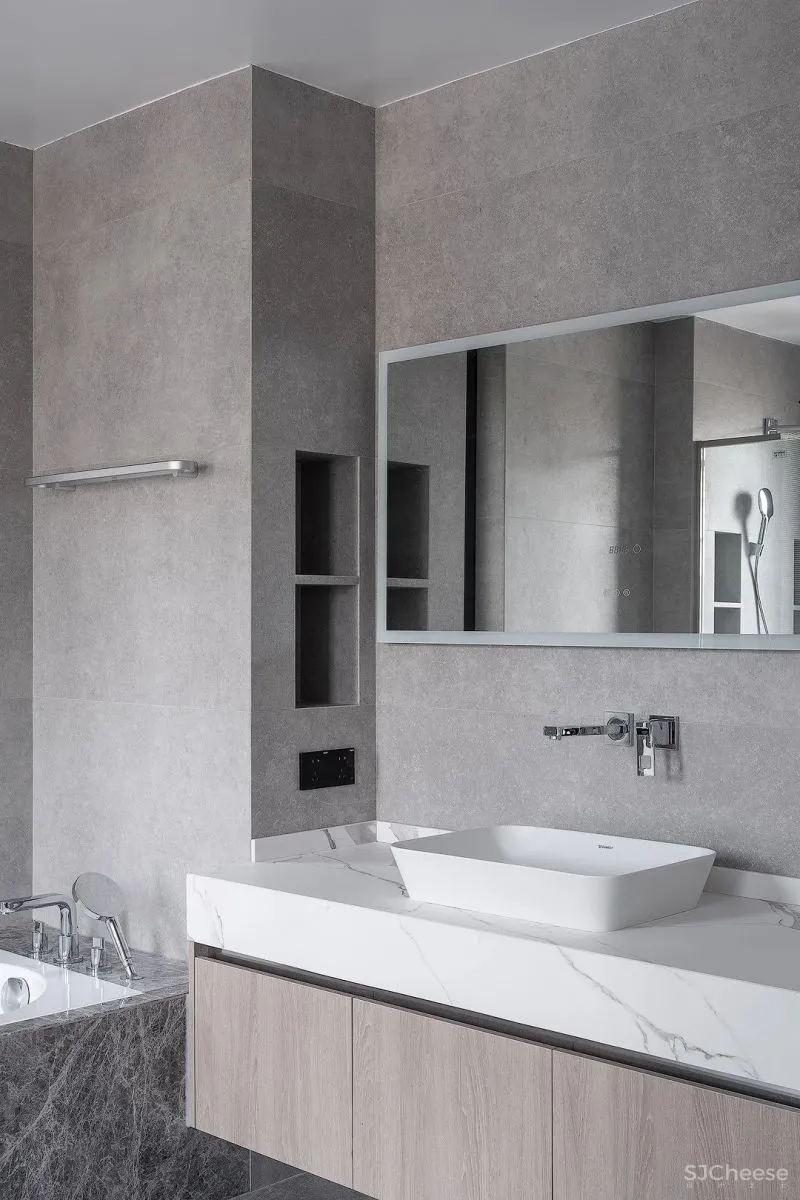 一野设计:原木、大理石、高级灰,诠释500㎡极简墅居