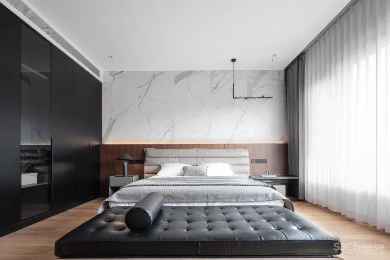 一野设计:原木、大理石、高级灰,诠释500㎡极简墅居