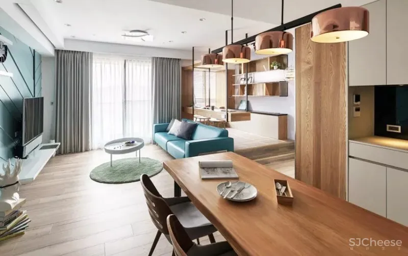 湖水蓝的生活空间!现代风亲子公寓