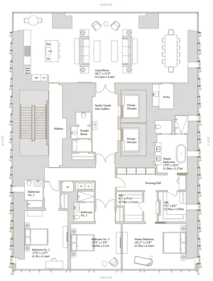 42万一平的大平层!纽约最细地标样板房公开,这才是真正的顶级豪宅!