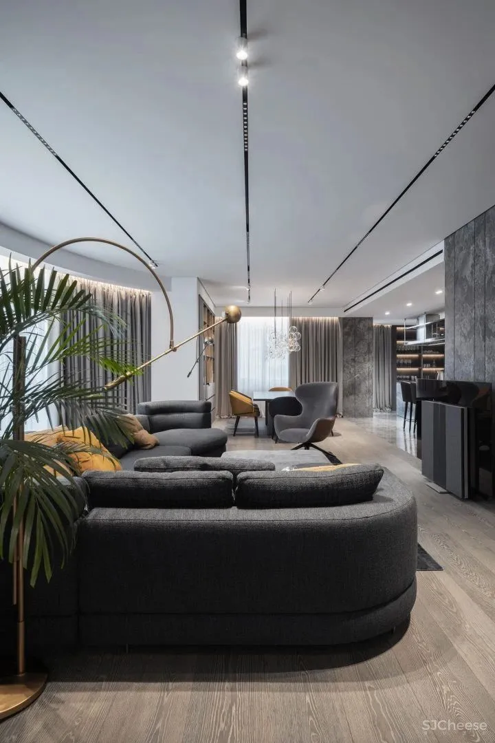 290㎡双层豪宅,大理石与黄铜的碰撞,轻奢又复古!