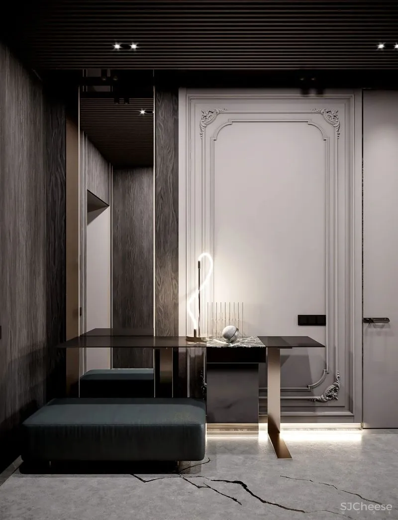 现代黑白灰 优雅石膏线，妥妥大宅范儿