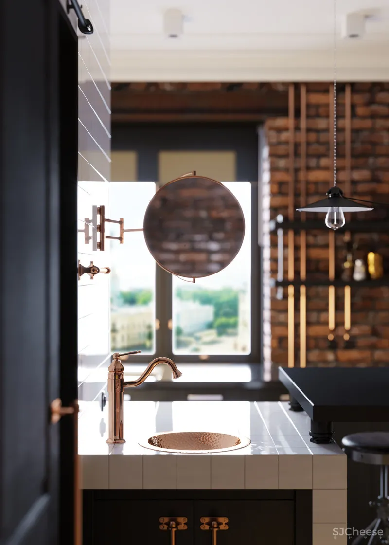 小户型工业风住宅,这个材质太有质感了!