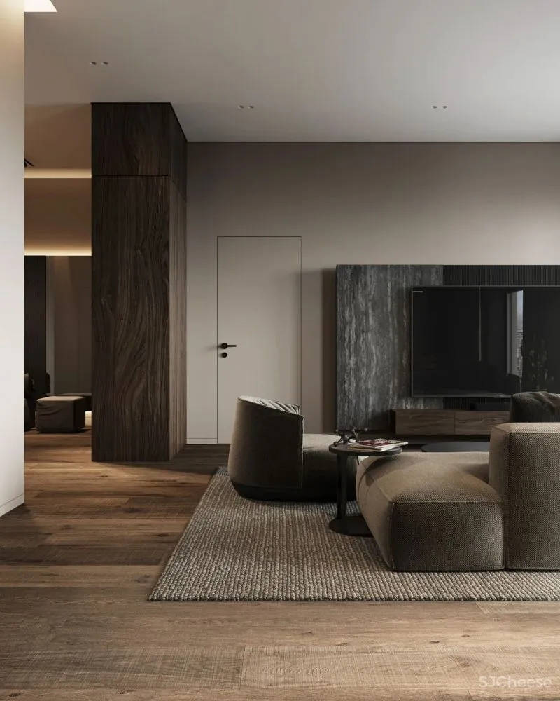 原木灰 南瓜橙,74m²小户型的大宅格调