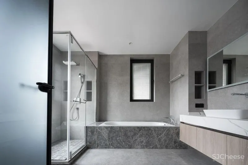 一野设计:原木、大理石、高级灰,诠释500㎡极简墅居