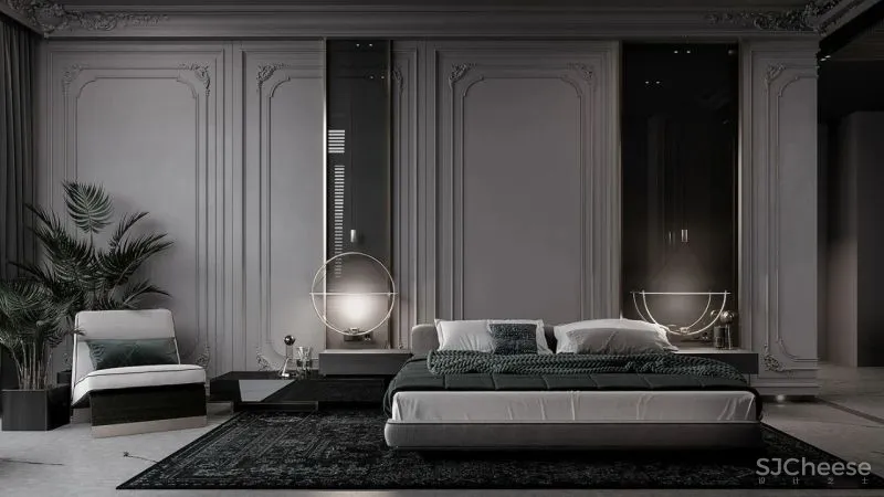 现代黑白灰 优雅石膏线，妥妥大宅范儿