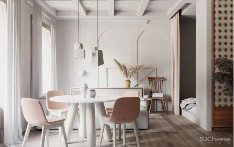 34㎡迷你公寓，用灰泥、木材、陶瓷做出高级感！