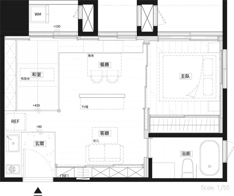 39㎡和风小宅,两室两厅弧形顶面,这设计太强了!
