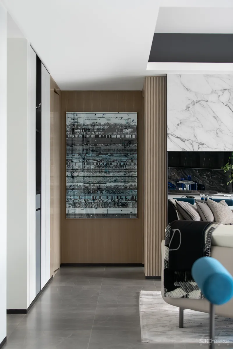 九度设计 165㎡简约大平层,撞色经典蓝,时髦又高级!