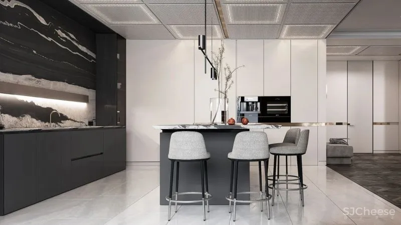 现代黑白灰 优雅石膏线，妥妥大宅范儿