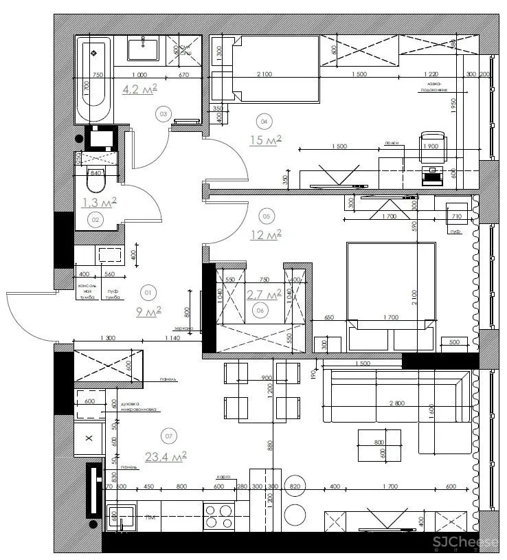 67㎡两居室，三口之家的温馨美宅！