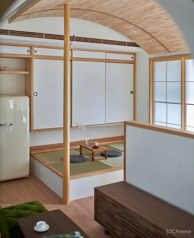 39㎡和风小宅,两室两厅弧形顶面,这设计太强了!