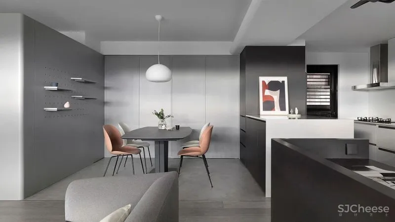 99㎡一家四口的家,灰感轻奢,优雅极致