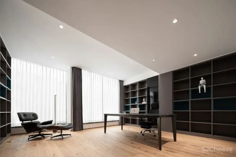 一野设计:原木、大理石、高级灰,诠释500㎡极简墅居