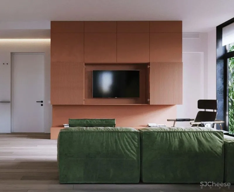 140㎡现代极简,大胆撞色设计,简约清新布置,年轻人的高级感