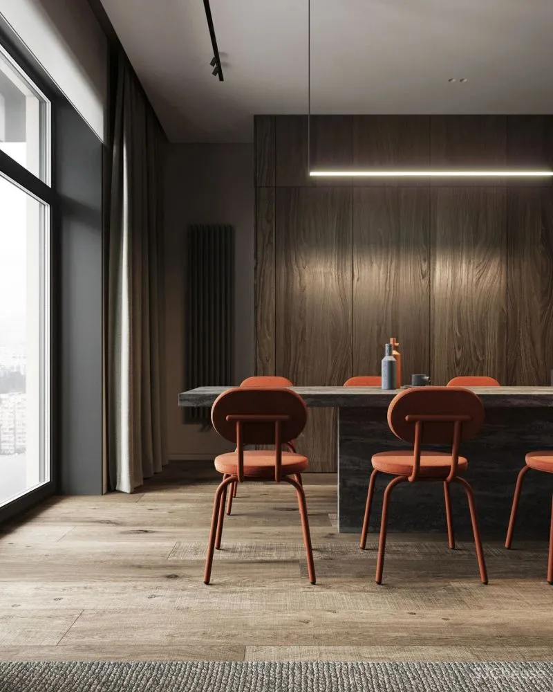 原木灰 南瓜橙,74m²小户型的大宅格调