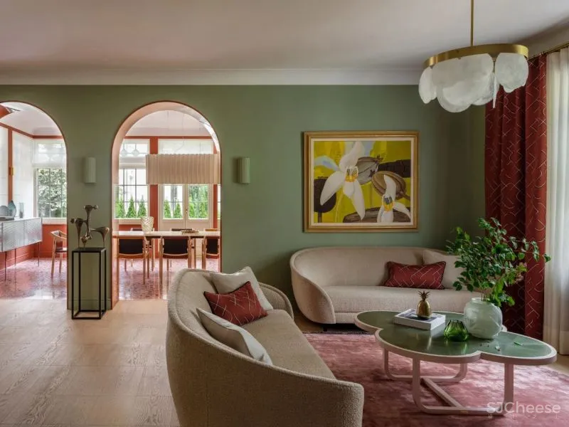 以赤陶土色和橄榄绿色,打造20世纪30年代建筑的旧魅力