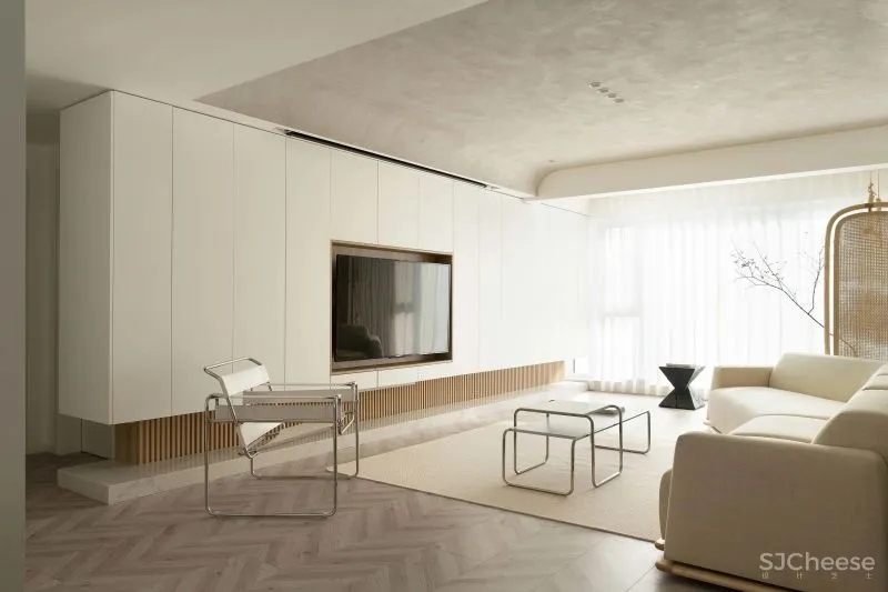 原木与奶白,116㎡极简空间的雅致静谧|无见设计