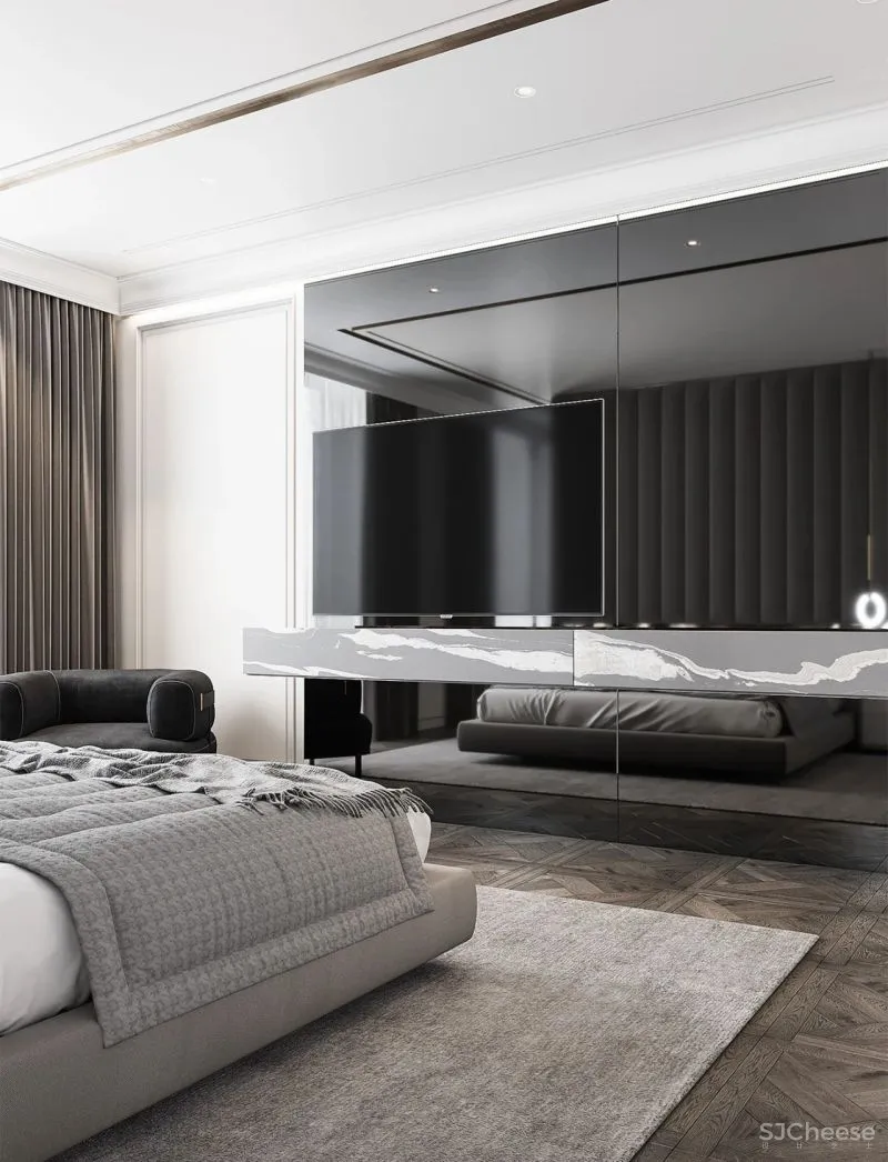 现代黑白灰 优雅石膏线，妥妥大宅范儿