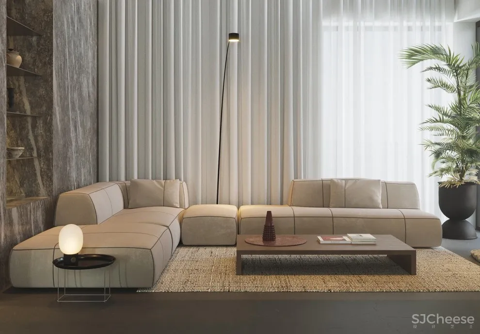 现代简约,冷系材质的完美搭配