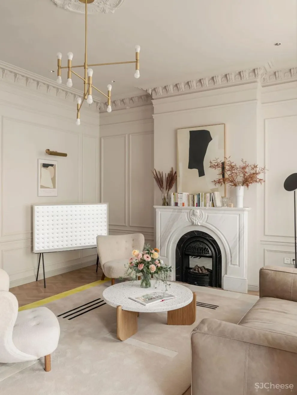 奶油白 焦糖棕，诠释优雅浪漫的法式风情｜双宝设计