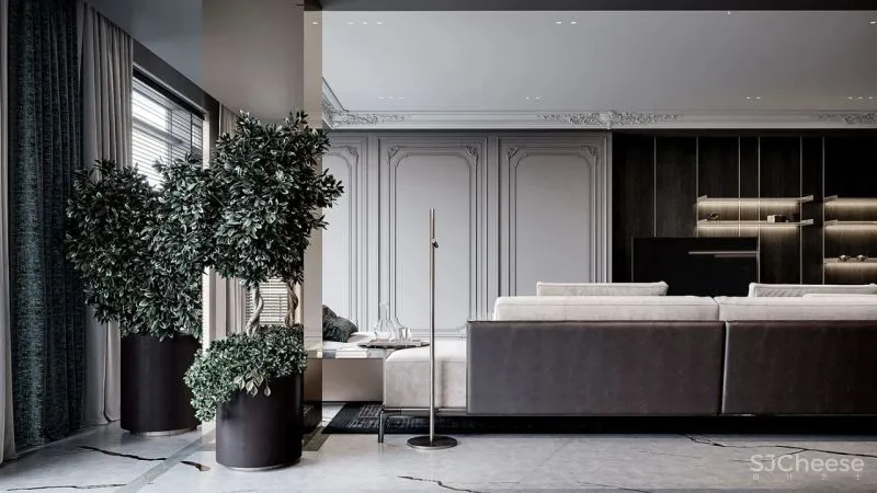 现代黑白灰 优雅石膏线，妥妥大宅范儿