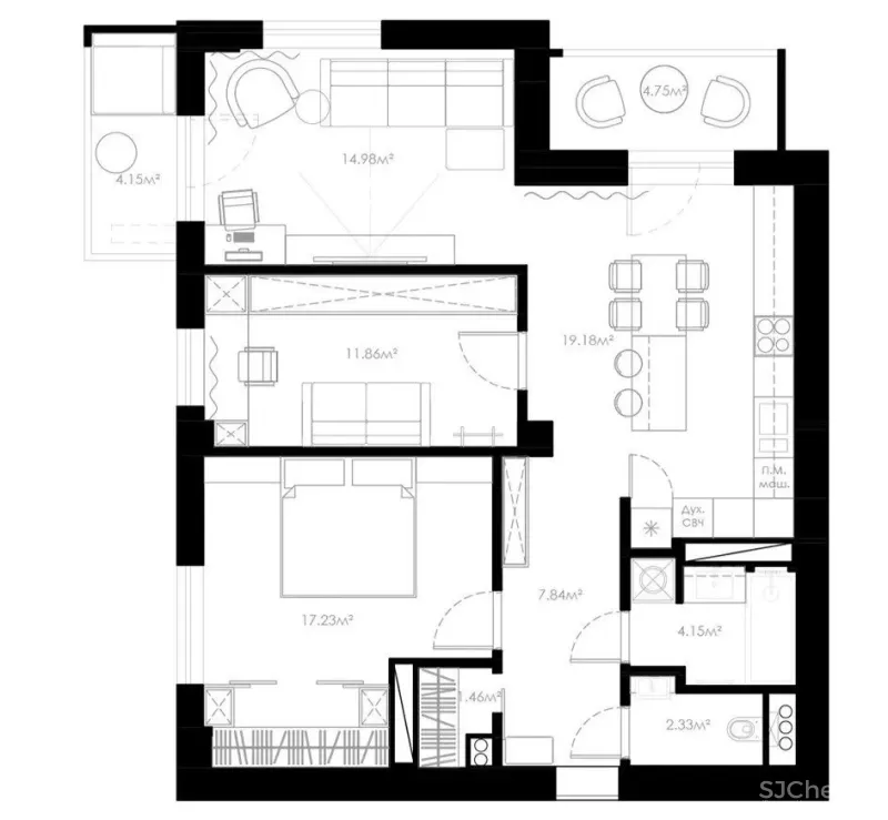 86㎡ 两居室,双阳台+分离式卫浴,住着真舒心!