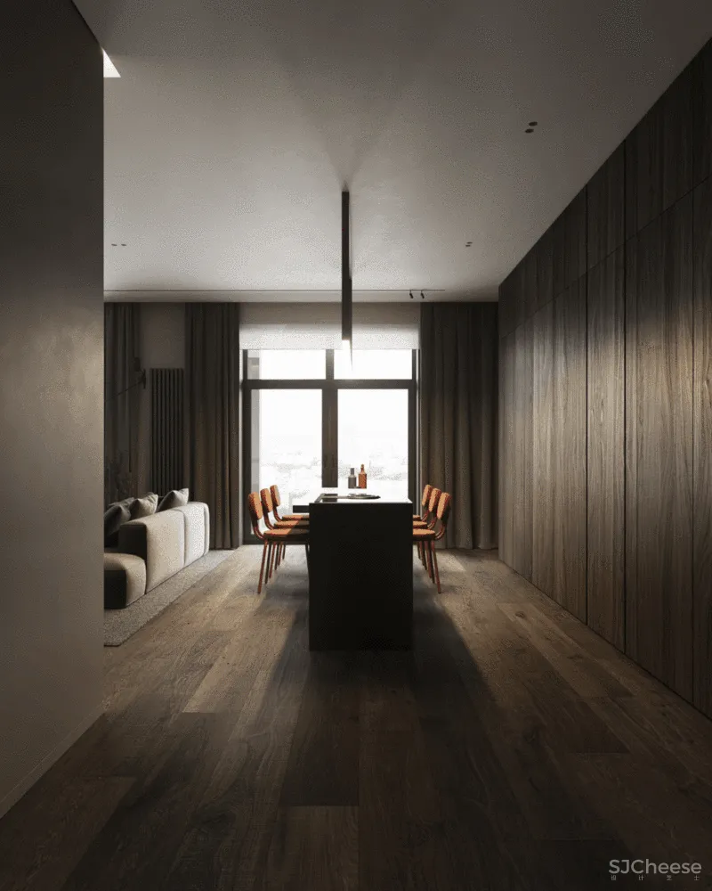 原木灰 南瓜橙,74m²小户型的大宅格调