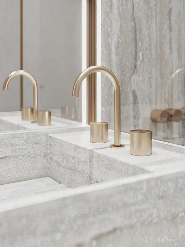 80㎡ 两室一厅，大理石、黄铜、原木这么搭更有轻奢范儿！