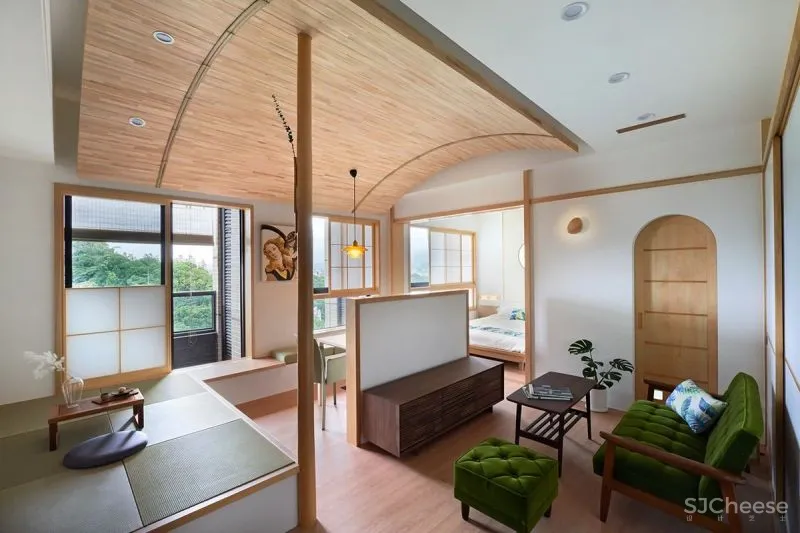 39㎡和风小宅,两室两厅弧形顶面,这设计太强了!