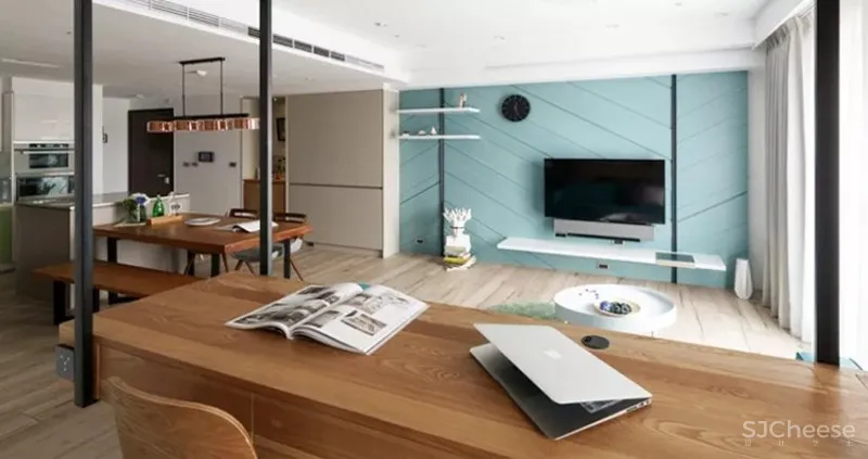 湖水蓝的生活空间!现代风亲子公寓