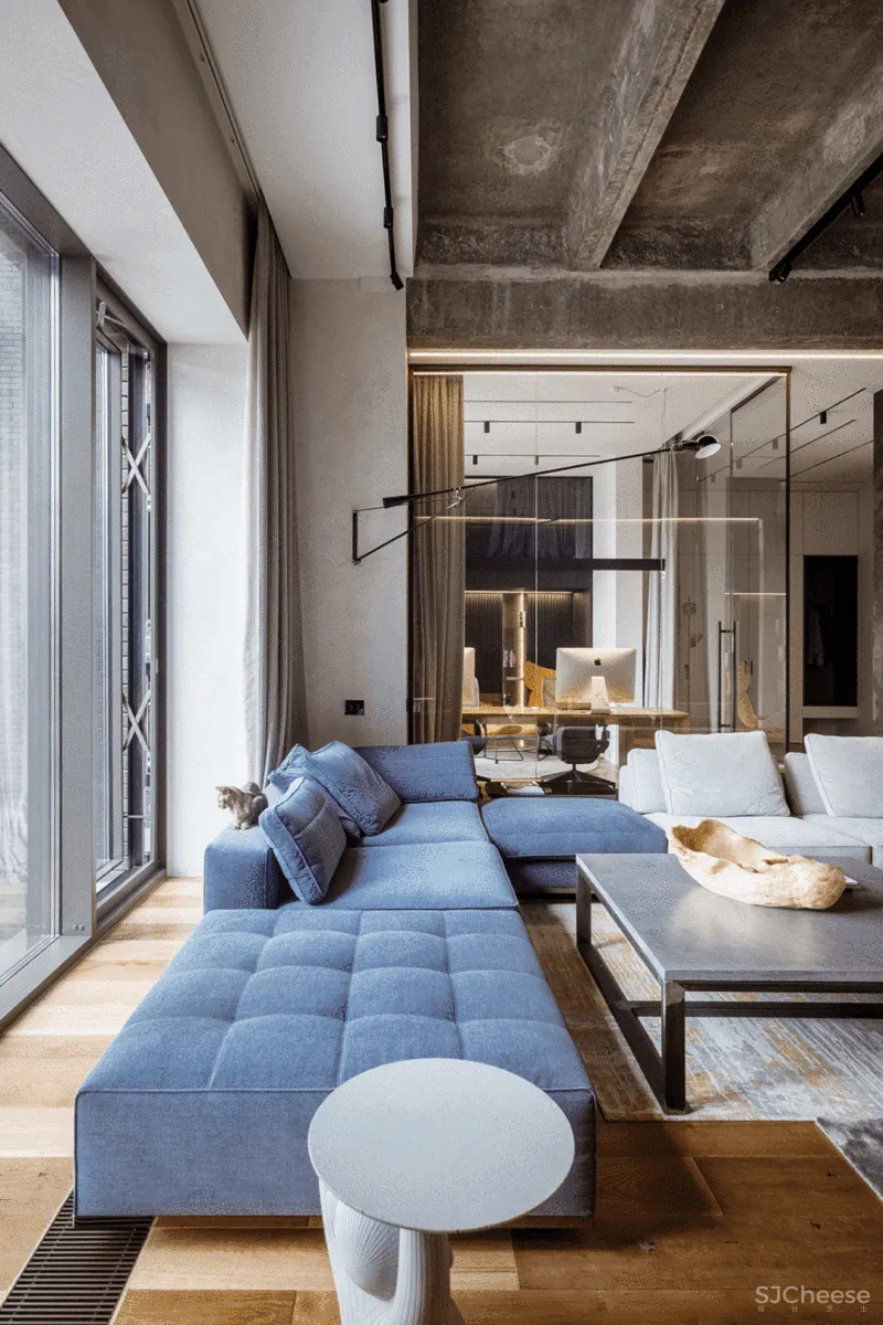 三间小公寓拼成136平大宅,时髦得不像话,人和猫都安逸!