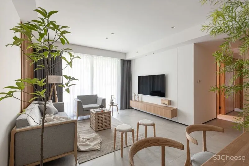 130㎡“重脑力工作者”的家:原木 留白,下班后彻底放空!