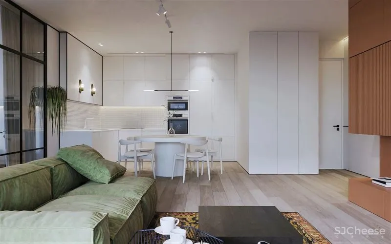 140㎡现代极简,大胆撞色设计,简约清新布置,年轻人的高级感