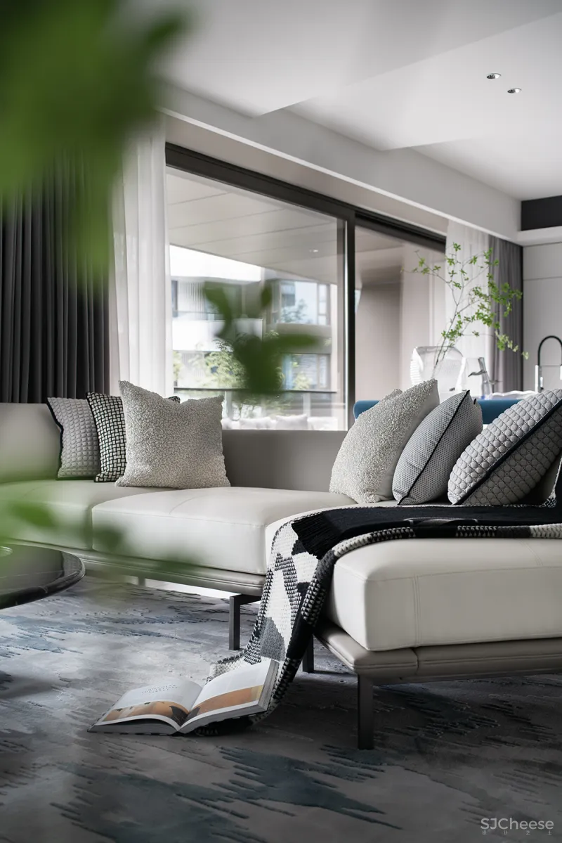 九度设计 165㎡简约大平层,撞色经典蓝,时髦又高级!