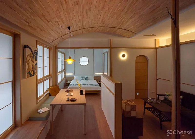 39㎡和风小宅,两室两厅弧形顶面,这设计太强了!